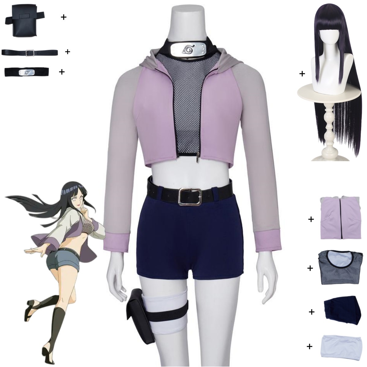 Women Accessories Pack - Anime hyuga hinata cosplay traje hyuuga