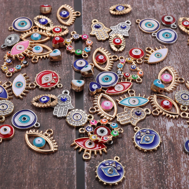 Evil Eye Bracelet - 30 pçs mix liga colorida esmalte