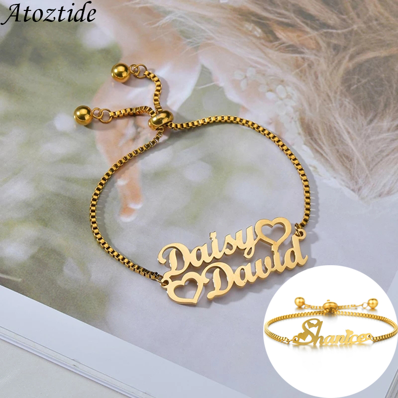 Women Accessories Gift Box - Atoztide pulseira personalizada com 1-2 nomes,