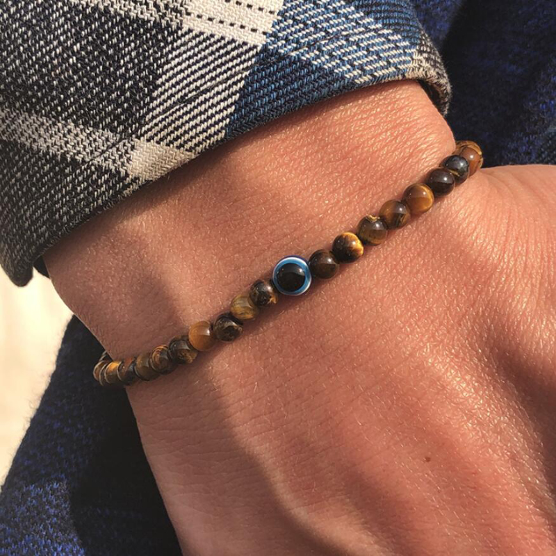 Evil Eye Bracelet - Pulseira minimalista de moto masculina, pulseira