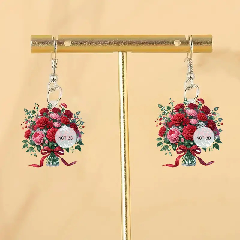 Women Accessories Bouquet - Brincos de Acrílico 2D Planos com