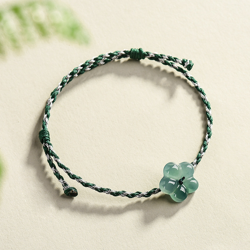 Woman Accessory - Pulseira de Jadeíta Birmanesa com Flor,