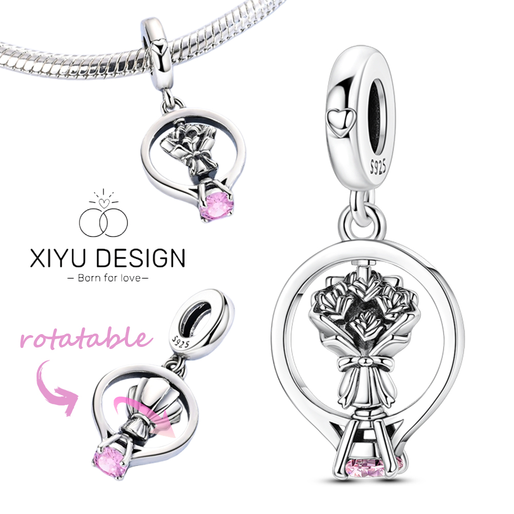 925 prata charme grânulo rotat - Women Accessories Bouquet avaliação e preço