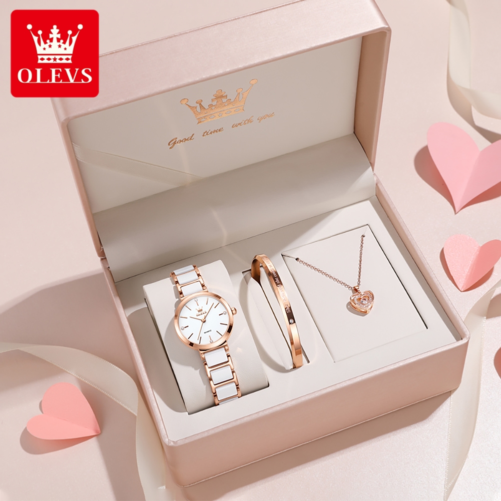 Olevs relógio feminino 5877 lu - Women Accessories Gift Box avaliação e preço